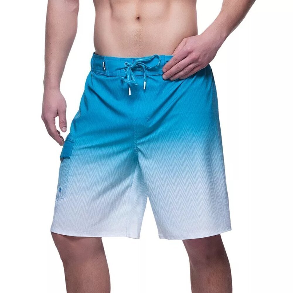 Rokka & Rolla Blue White Ombre Swim Surf Board Shorts Men 2XL